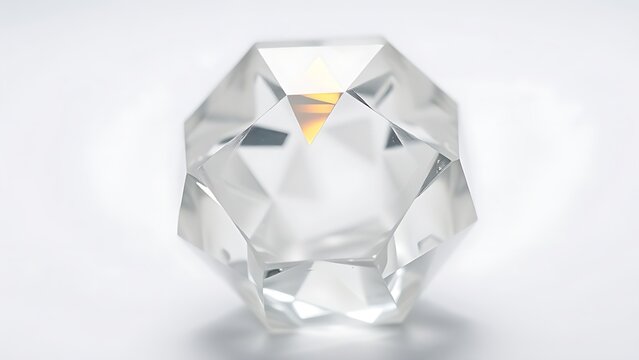 condoning. A naturally formed icosahedral crystal mineral, refracting geometric light in soft natural lighting against a clean background. STEM education sheets.