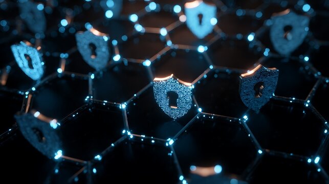 global digital network protected by shields and locks, cybersecurity worldwide protection concept