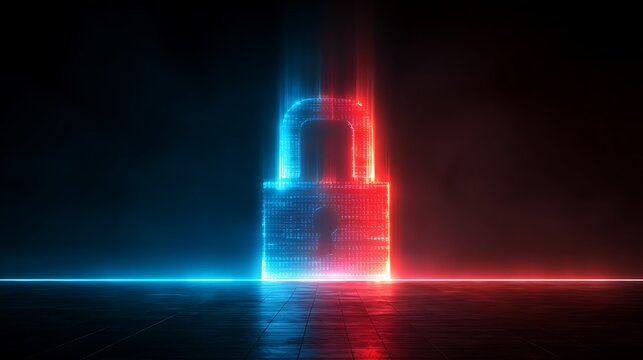 glowing digital firewall wall blocking cyber attack, cybersecurity protection concept