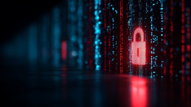 glowing digital firewall wall blocking cyber attack, cybersecurity protection concept