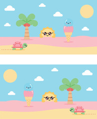 Set of summer banners with tropical beach illustration