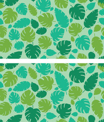 Seamless floral pattern with green leaves background
