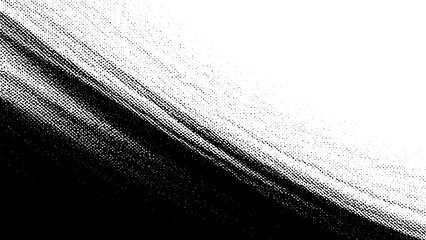 Abstract black and white flowing lines creating a dramatic diagonal separation across a stark white background suggesting movement and depth