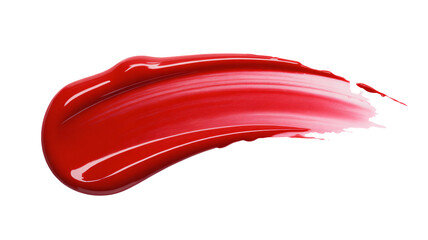 Red Lipstick Smear in Vibrant Glossy Finish with Dynamic Brush Stroke for Beauty Product