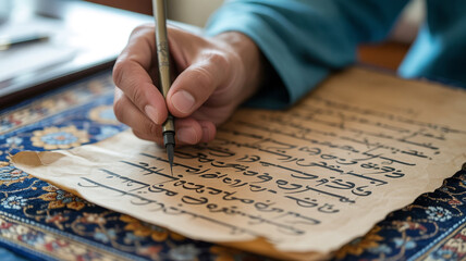 A closeup of a woman's hands writing on a business document with a pen at an office desk during a contract signing meeting