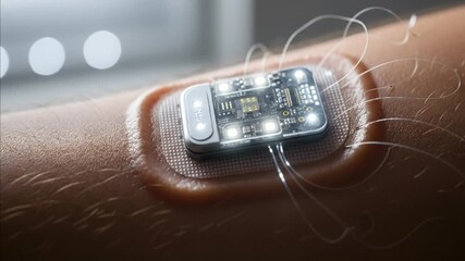Smart skin patch with electronic circuit and glowing lights for health monitoring wearable sensor