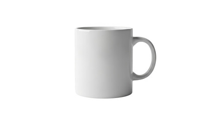 Simple white ceramic mug isolated on transparent background