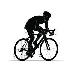 Obraz premium A cartoon-style illustration of a cyclist riding a bicycle in a cute, dynamic pose against a clean white background.