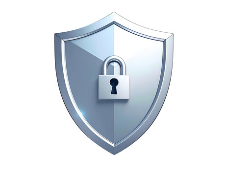 Metallic shield with a secure padlock, symbolizing protection