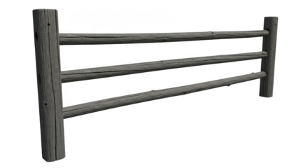 Simple wooden fence section isolated on transparent background