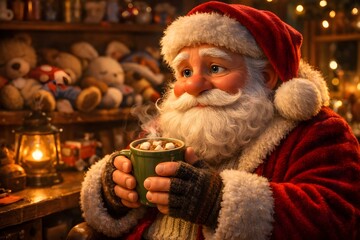 Santa Before Christmas Night 3D Scene