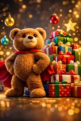 Christmas Guardian Teddy Bear 3D Art