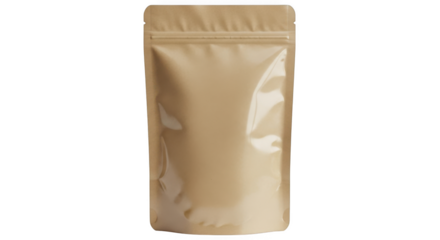 Standing brown paper pouch isolated on transparent background