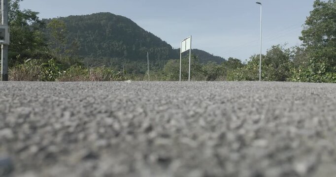 The Sempadi Coastal Road, is currently the main scenic route connecting Kuching via Matang) ,With Beautiful Green Forest,Mountain,Open Sea View Prawn Ponds,Road And Swamp River,Sarawak.