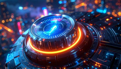 Futuristic Technology Core with Neon Lights.