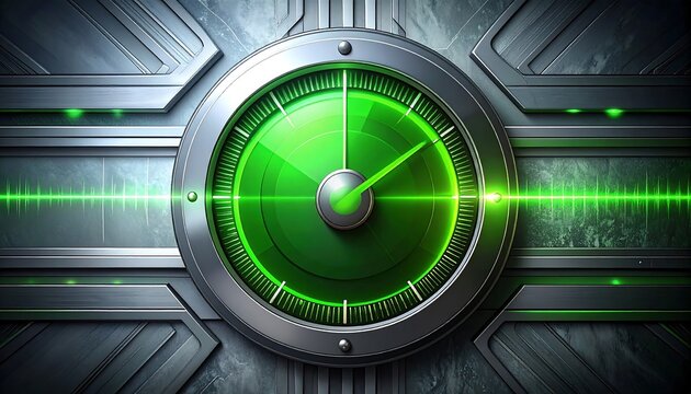 Green Radar Displaying Time and Technology. - Powered by Adobe