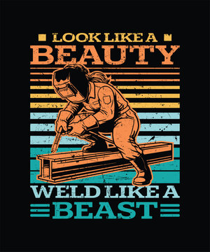 Beauty and beast welding design for welders t shirt design