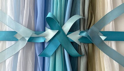 Ribbon Tied Around Curtains.