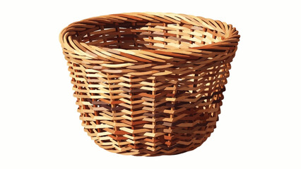 Obraz premium A wicker basket with an open top and woven design is centered on a plain white background