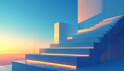 Stairway to heaven, architectural design, sunrise.
