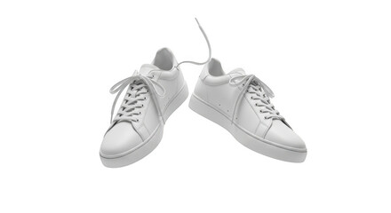 Clean white sneakers isolated on transparent background