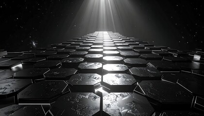 Abstract Hexagonal Pattern with Dramatic Light Rays.