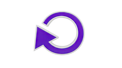 3d purple arrow refresh icon on transparent background