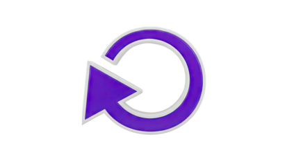 3d purple arrow refresh icon on transparent background