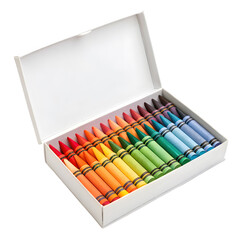 Colorful Crayons Box for Art and Creative Learning Supplies on transparent background