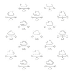 Fototapeta premium Seamless pattern of cloud computing network icons, representing data sharing and user connectivity in technology.