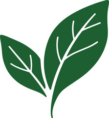 Fototapeta premium Green Leaves Vector Graphic Illustration with White Veins on Transparent Background for Eco-Friendly Designs