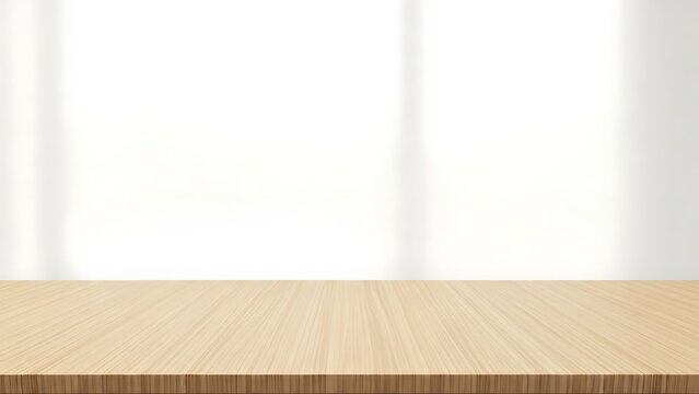 Minimalist Office Workspace Background with Wooden Table