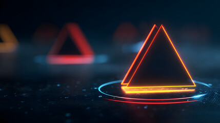 Dynamic neon triangles illuminating futuristic digital landscape abstract art sci-fi environment
