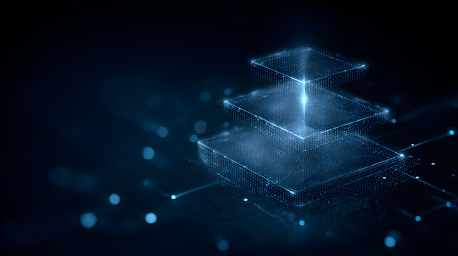 Dynamic 3d data visualization in virtual space technology digital graphics futuristic environment - Powered by Adobe