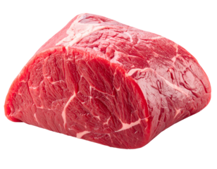 Raw, marbled, red beef roast with visible fat marbling