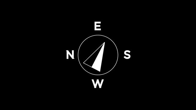 compass arrow rotating back and forth stopping at north.