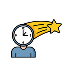 Fototapeta premium Clock Head Hit By Shooting Star Concept