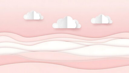 Pastel Hills with Sun and Clouds, background