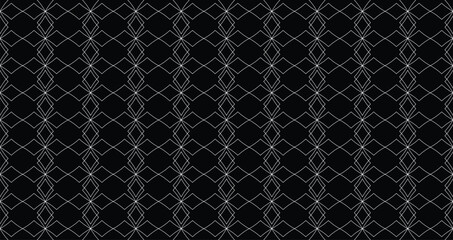 Seamless Black and White Geometric Woven Grid Pattern Background