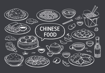 Hand-Drawn Chinese Food Dishes Collection