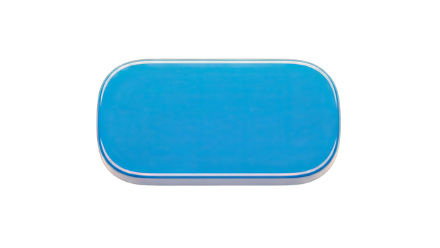 3D Blank rounded rectangle button with blue fill and metallic border on transparent background - Powered by Adobe