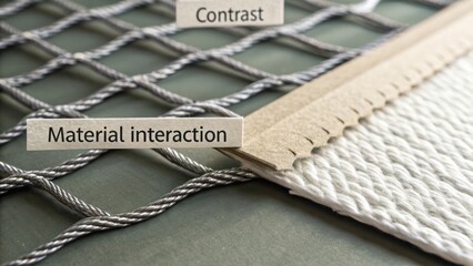 Abstract representation of material interaction and texture contrast in a creative design, emphasizing tactile elements and patterns