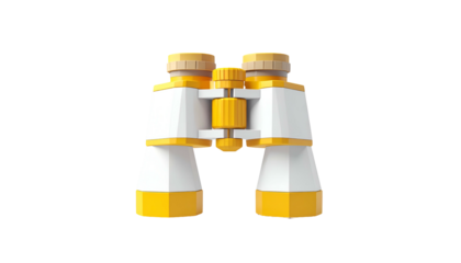 White/yellow binoculars; eyepieces focus knob & body accents are yellow