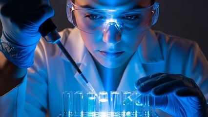 Scientist Working with Pipette and Test Tubes in Laboratory