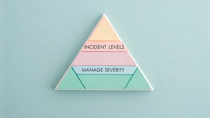 Colorful pyramid diagram illustrating incident levels and severity management in a pastel color scheme on a light background