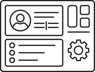 Minimal outline vector icon of user account dashboard interface