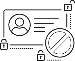 Minimal outline vector icon of user account access restriction interface