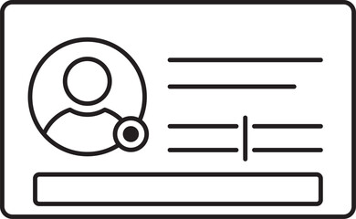 Minimal outline vector icon of user profile card interface component