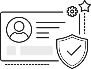 Minimal outline vector illustration of secure user account trust interface