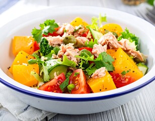 Close-up of a colorful and vibrant salad bowl